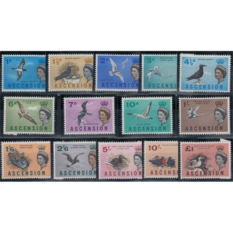 ASCENSION 1963 Ordinary series, birds 14v MNH**
