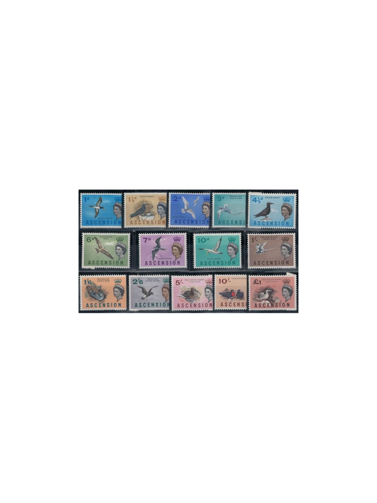 ASCENSION 1963 Serie ordinaria, uccelli 14v MNH**