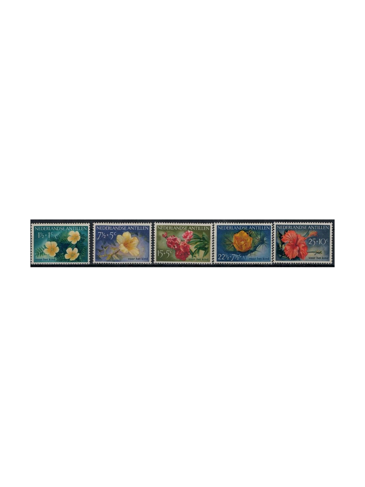 ANTILLE OLANDESI 1955 Pro Infanzia (Fiori) 5v MNH**