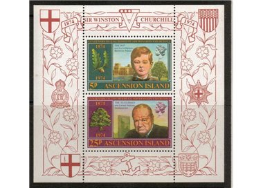 ASCENSION 1974 Centenary Winston Churchill s/s MNH**
