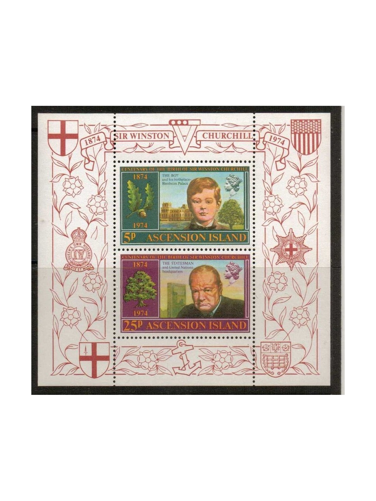 ASCENSION 1974 Centenario Winston Churchill BF MNH**