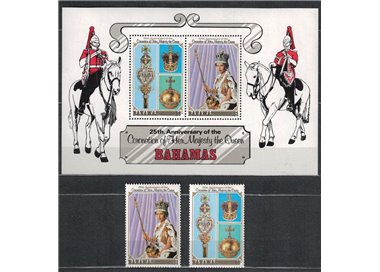 BAHAMAS 1978 25th Coronation Anniversary 2v + 1 s/s MNH**
