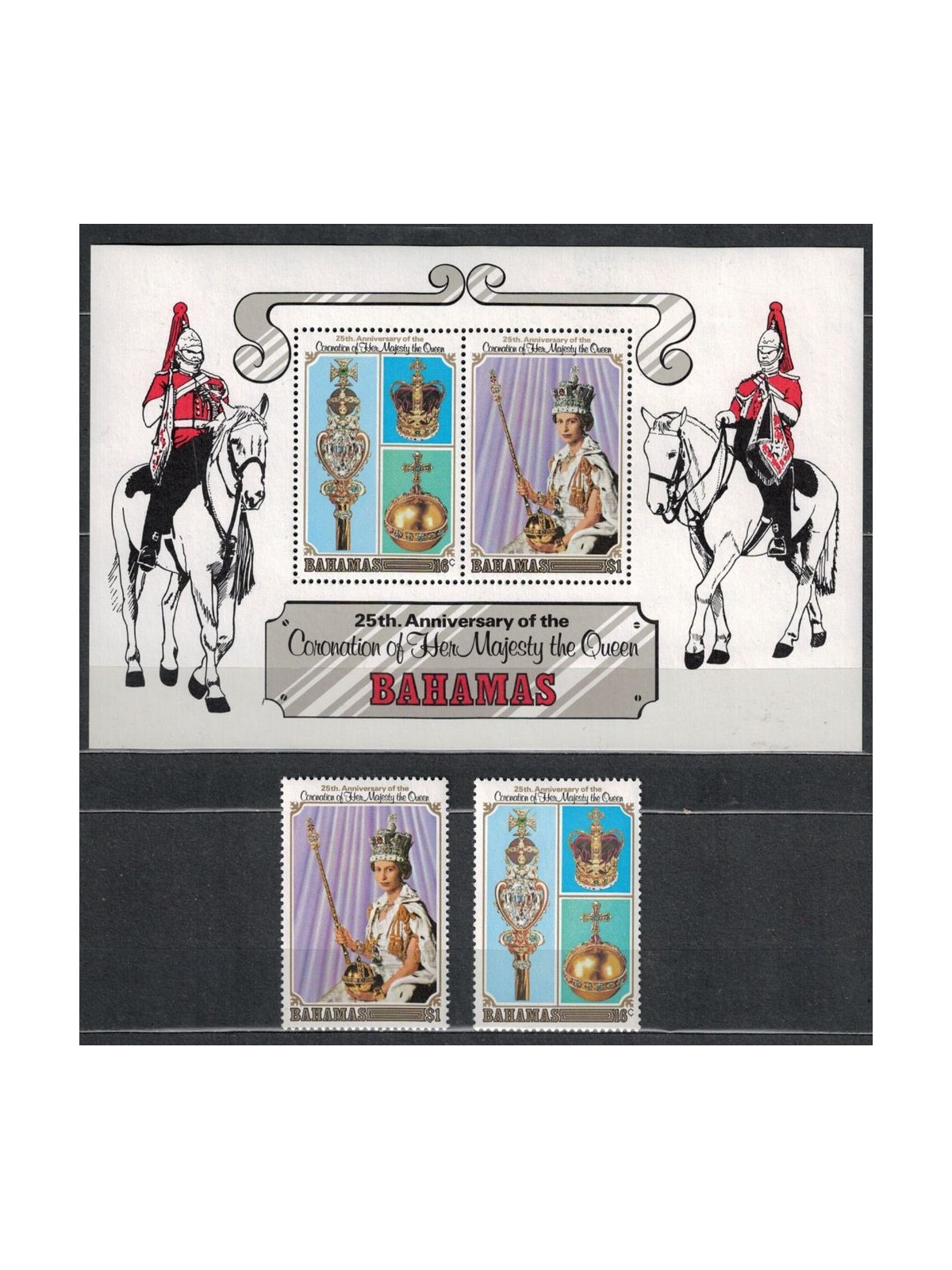 BAHAMAS 1978 25th Coronation Anniversary 2v + 1 s/s MNH**
