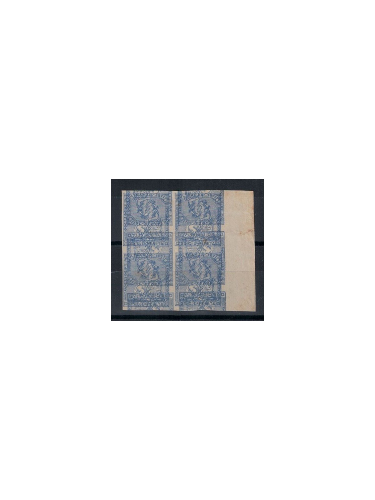 SPANISH ANTILLES 1871 Variety block of four 25c ultramarine ©