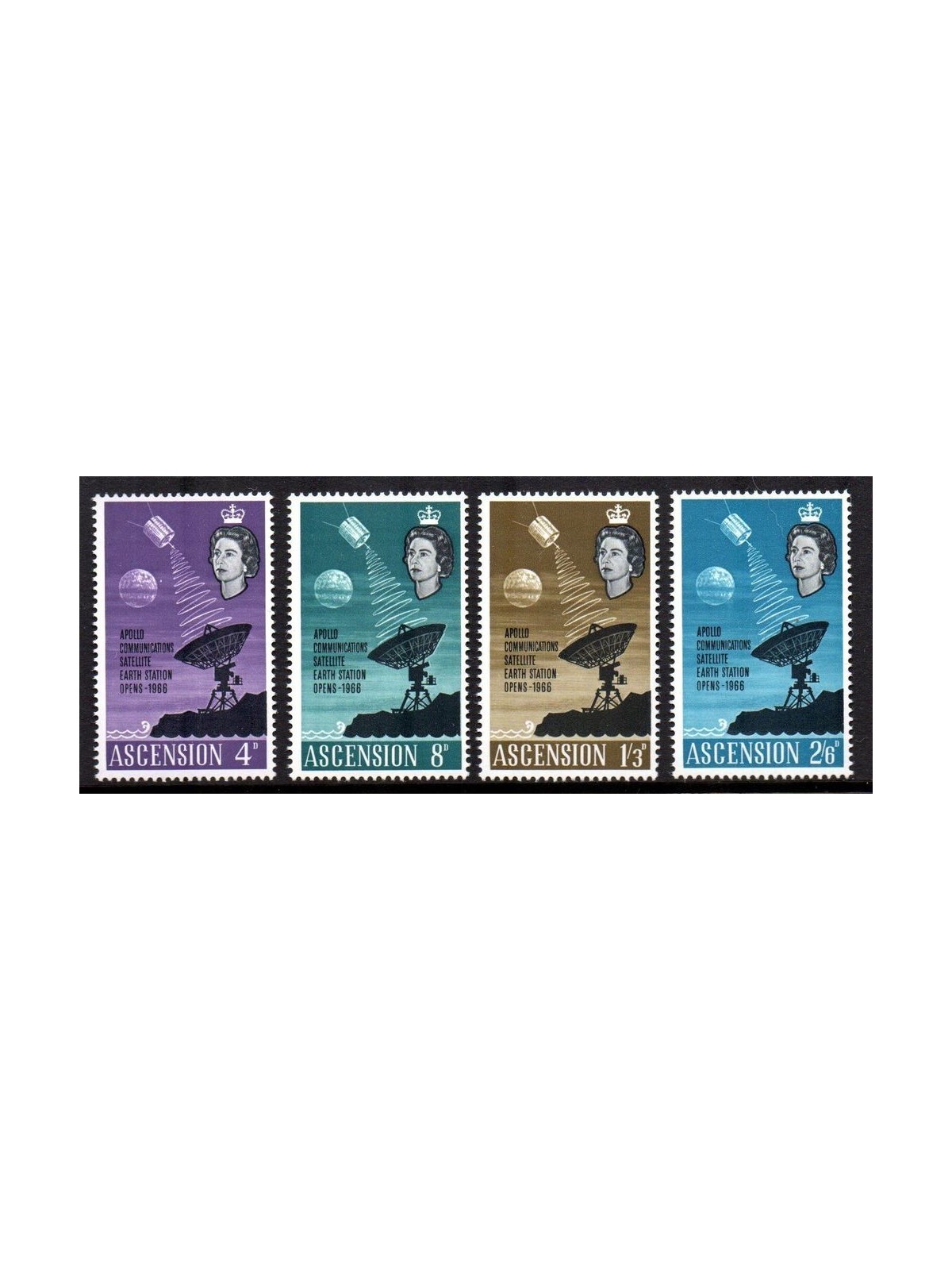 ASCENSION 1966 Satellite communication, Apollo 4v MNH**