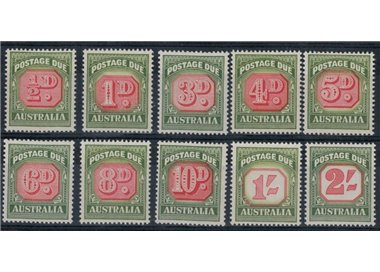 AUSTRALIA 1958-60 10v postmark MNH**