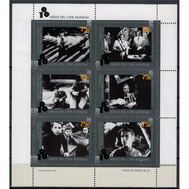 ARGENTINA 1995 Centenary of Cinema 6v MNH**