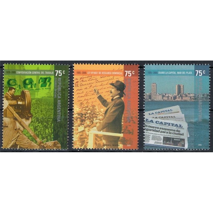 ARGENTINA 2005 Anniversari 3v MNH**