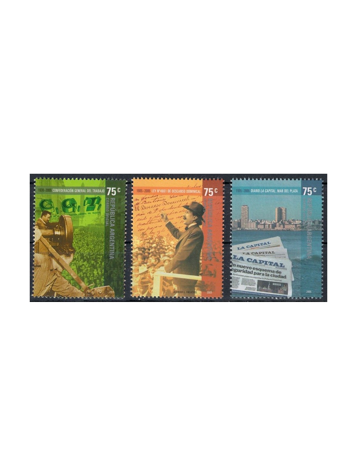 ARGENTINA 2005 Anniversari 3v MNH**