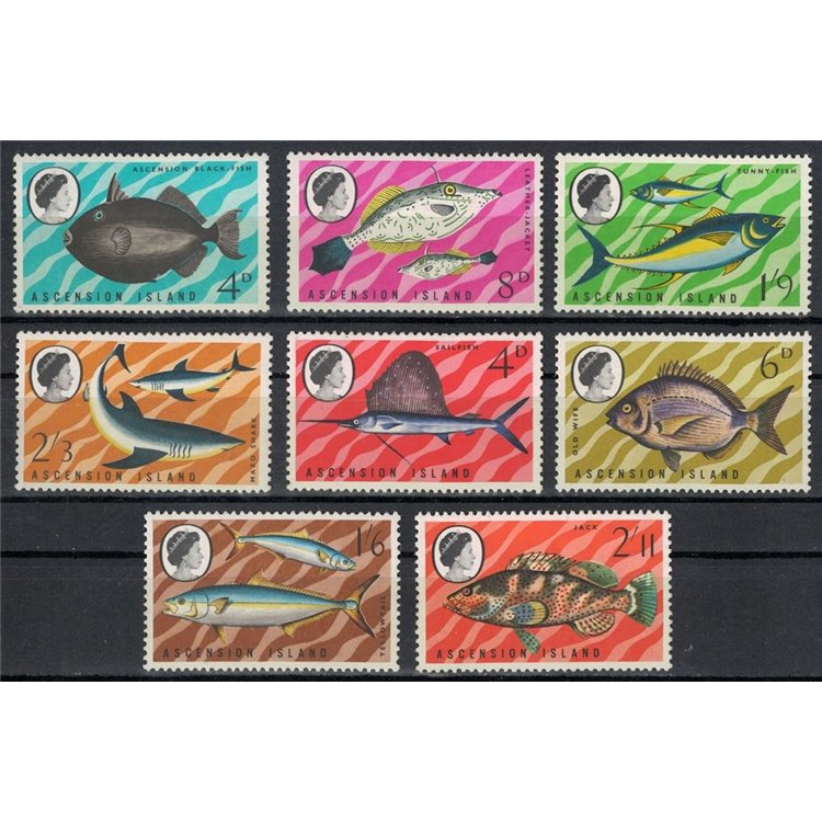ASCENSION 1968 Ordinary set, fish 8v MNH**