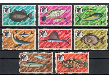 ASCENSION 1968 Ordinary set, fish 8v MNH**