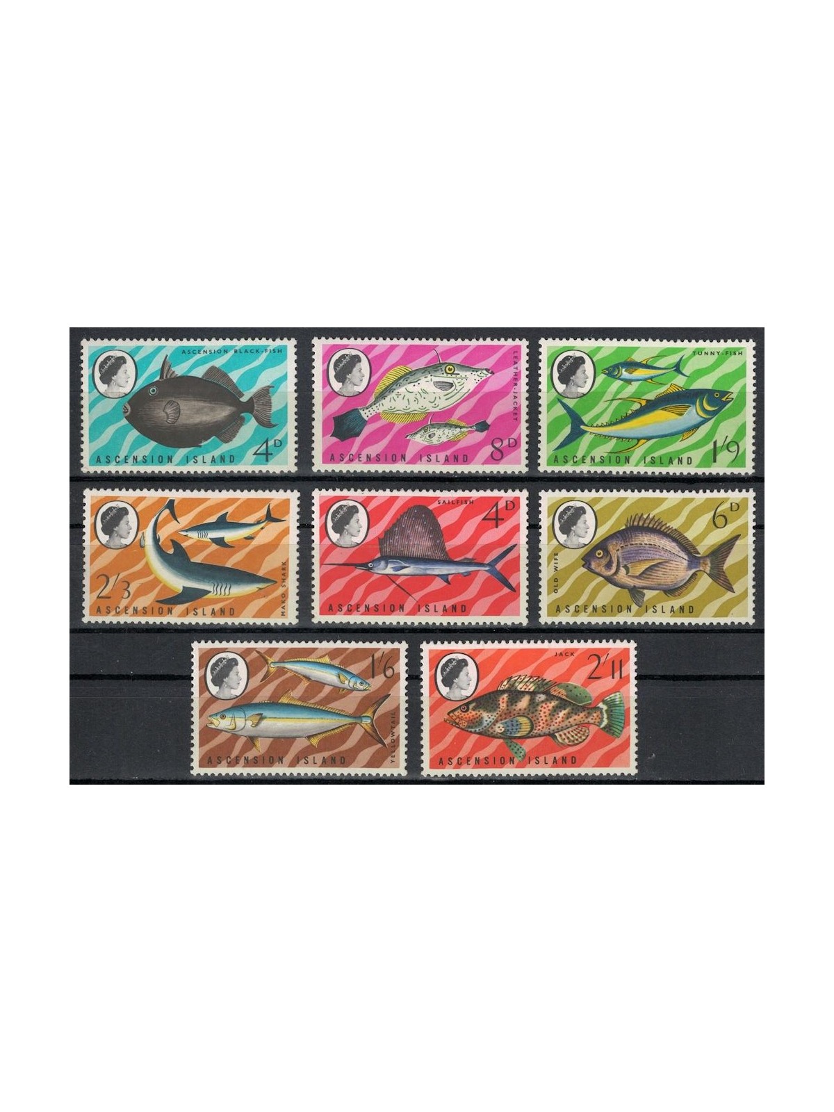 ASCENSION 1968 Ordinary set, fish 8v MNH**