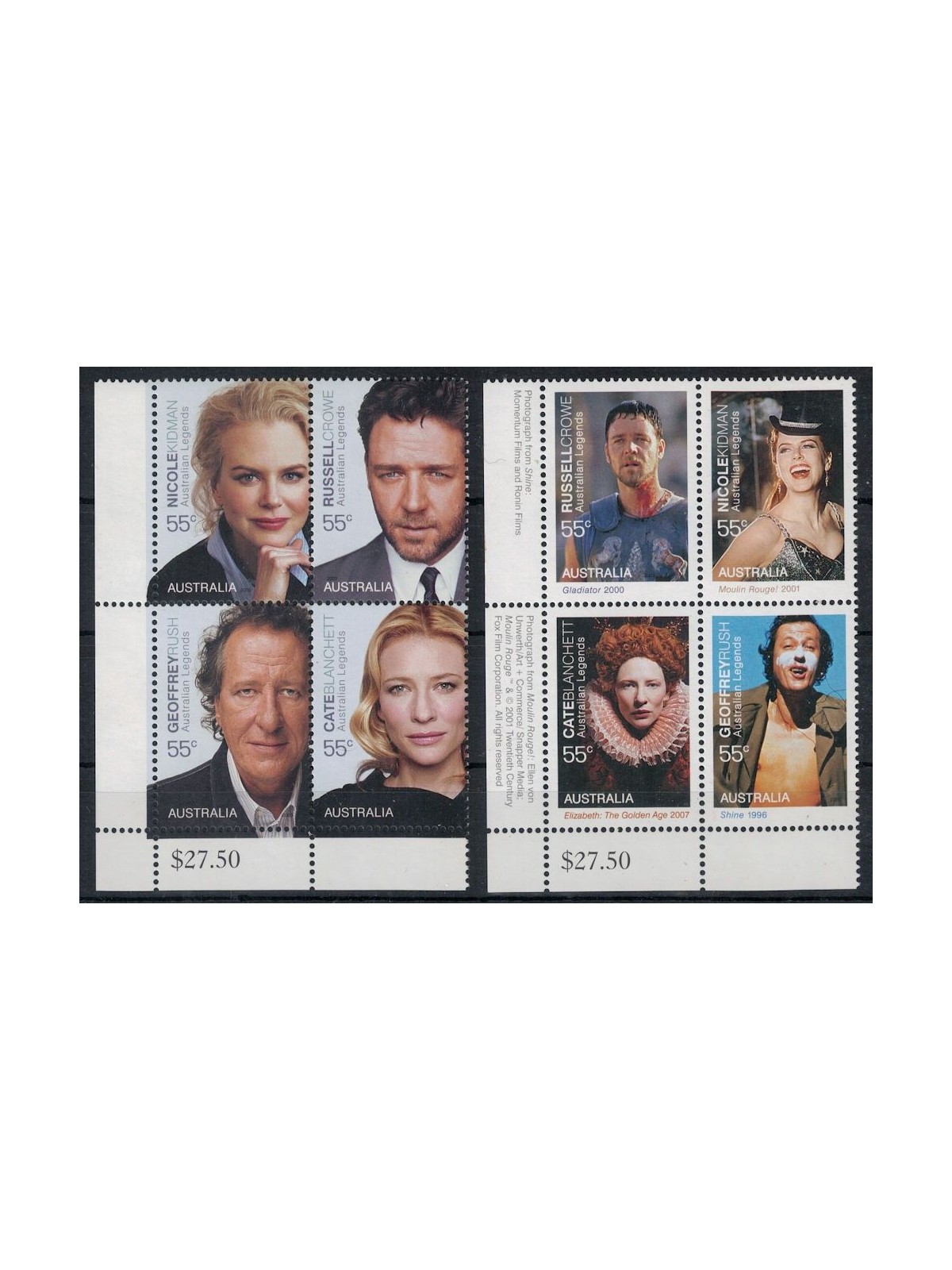 AUSTRALIA 2009 Cinema, attori australiani 8v MNH**