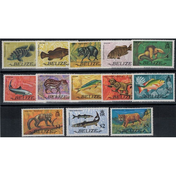 BELIZE 1974 Fauna, animals 13v MNH**