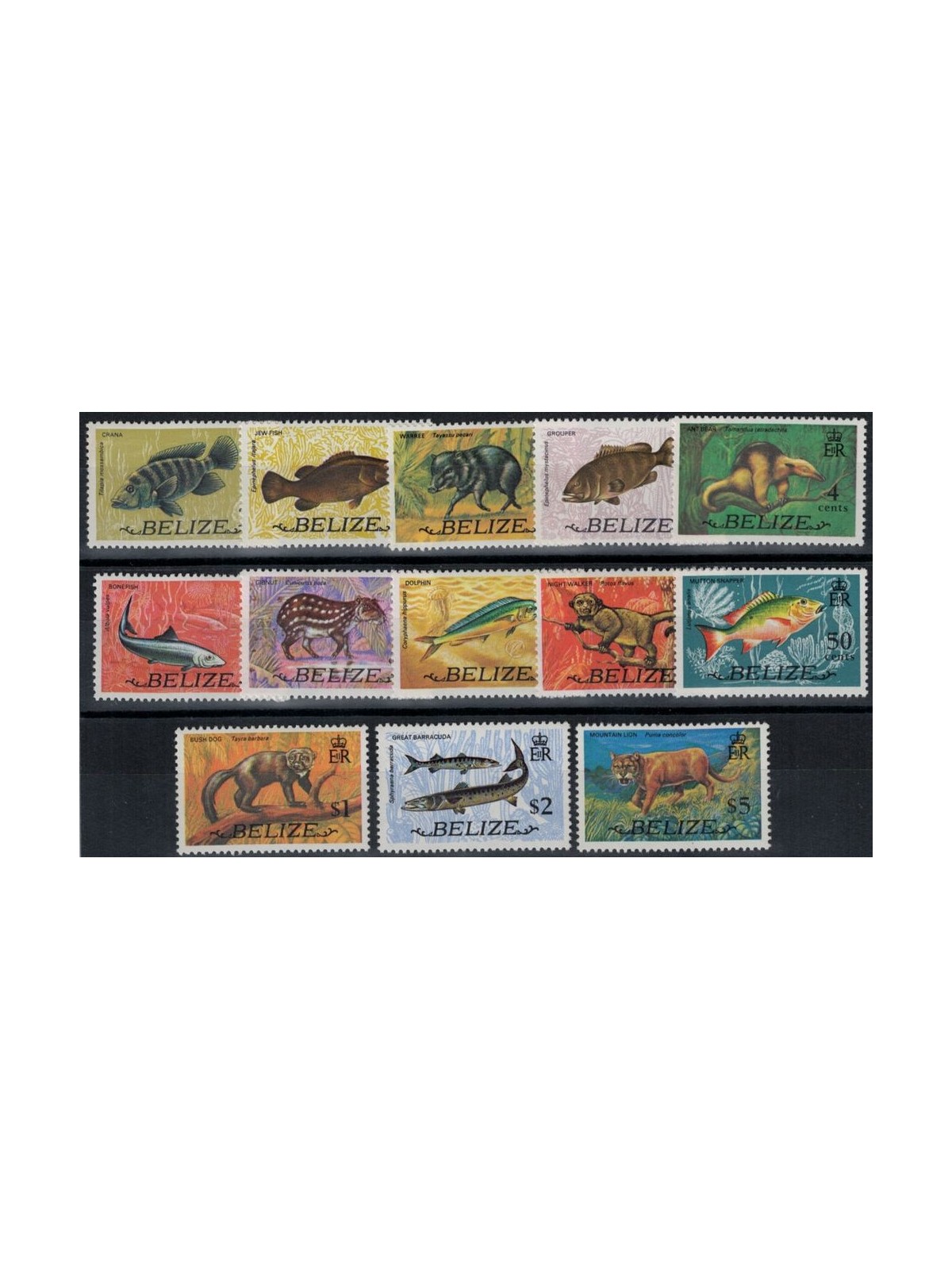 BELIZE 1974 Fauna, animali 13v MNH**