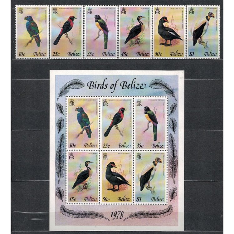 BELIZE 1978 Fauna, Birds 6v + 1 s/s MNH**