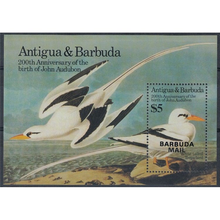 BARBUDA 1985 John James Audubon, uccelli (II) BF MNH**