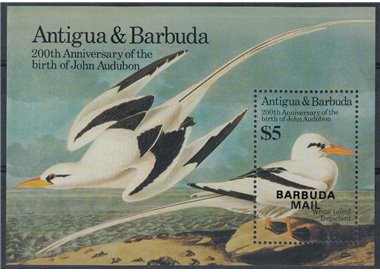 BARBUDA 1985 John James Audubon, birds (II) s/s MNH**