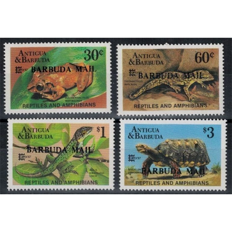 BARBUDA 1987 Reptiles and amphibians 4v MNH**