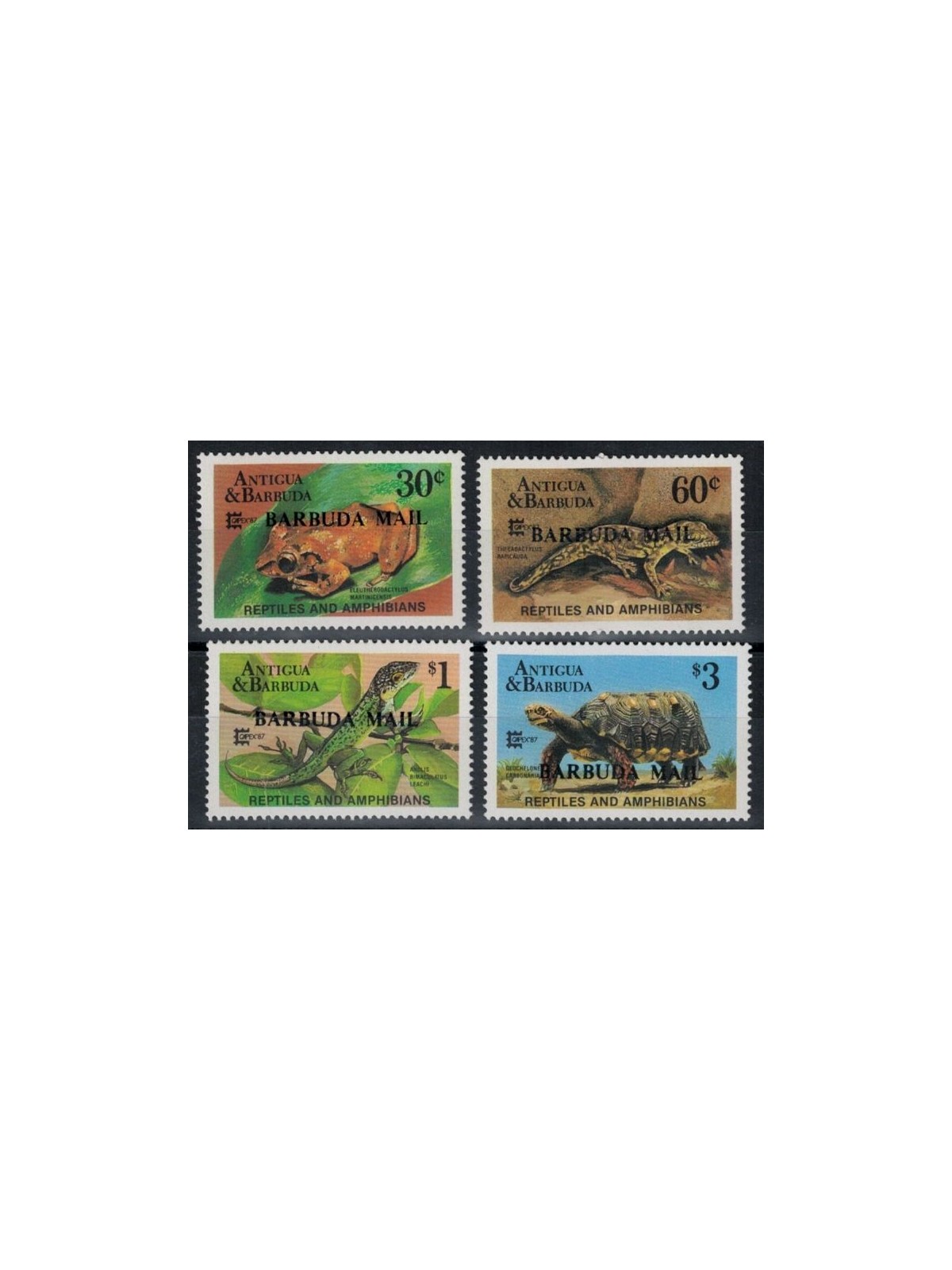 BARBUDA 1987 Reptiles and amphibians 4v MNH**