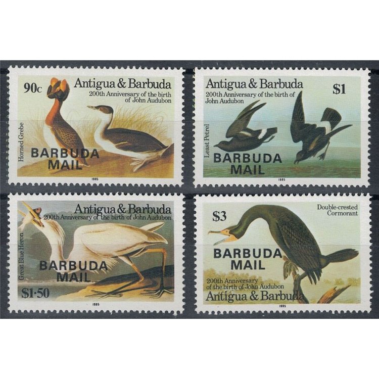 BARBUDA 1985 John James Audubon, birds (II) 4v MNH**