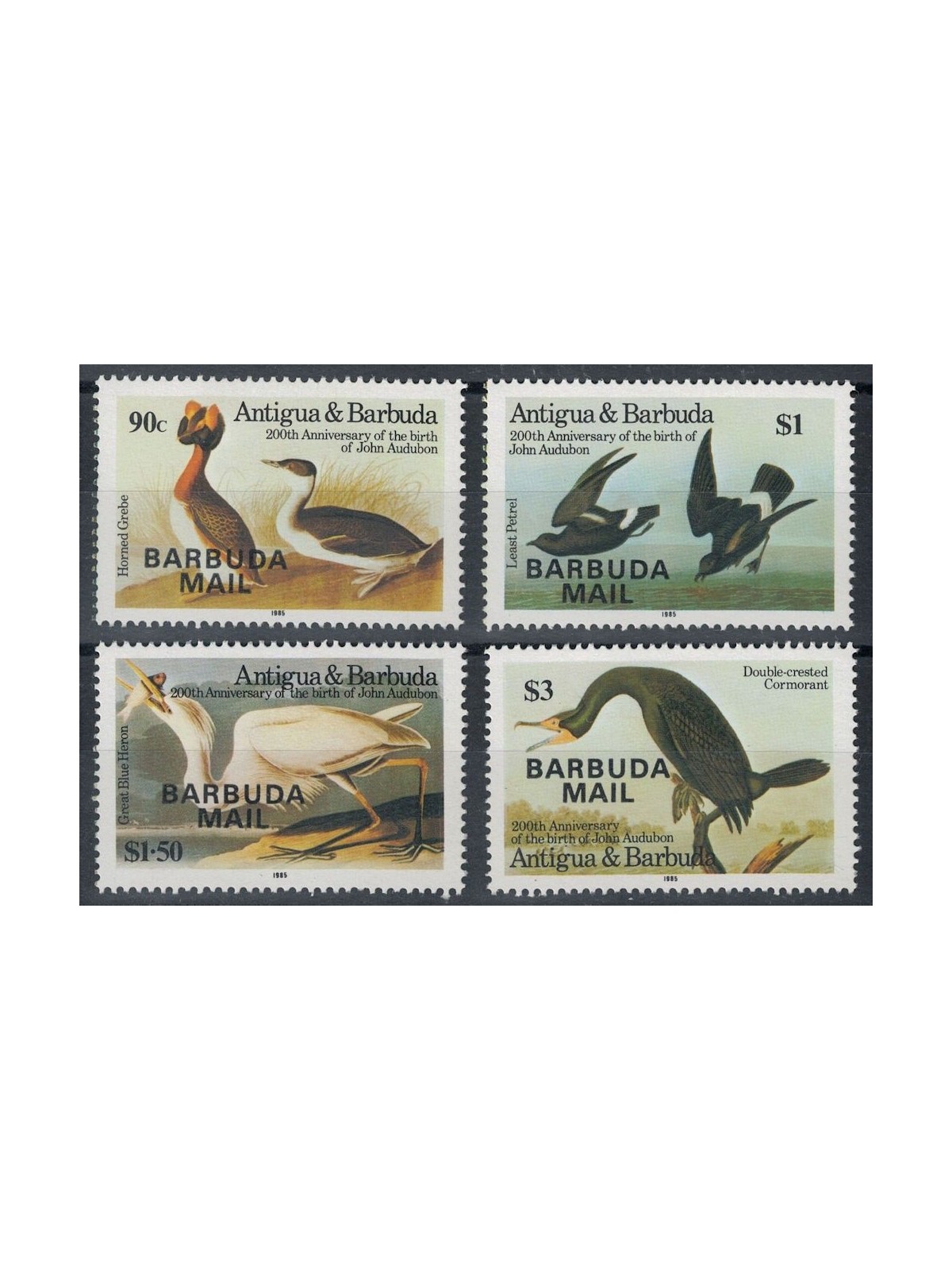 BARBUDA 1985 John James Audubon, birds (II) 4v MNH**
