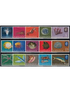 BARBADOS 1965-68 Fauna marina 15v MNH**