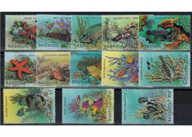 BARBUDA 1987 Marine life 13v MNH**