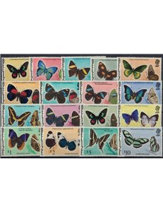 BELIZE 1974-75 Fauna, butterflies 17v MNH**