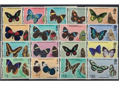 BELIZE 1974-75 Fauna, butterflies 17v MNH**