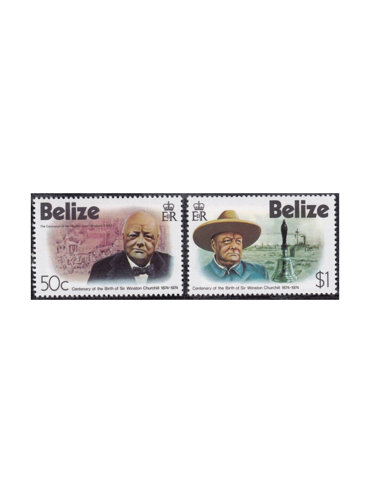 BELIZE 1974 Winston Churchill 2v MNH**