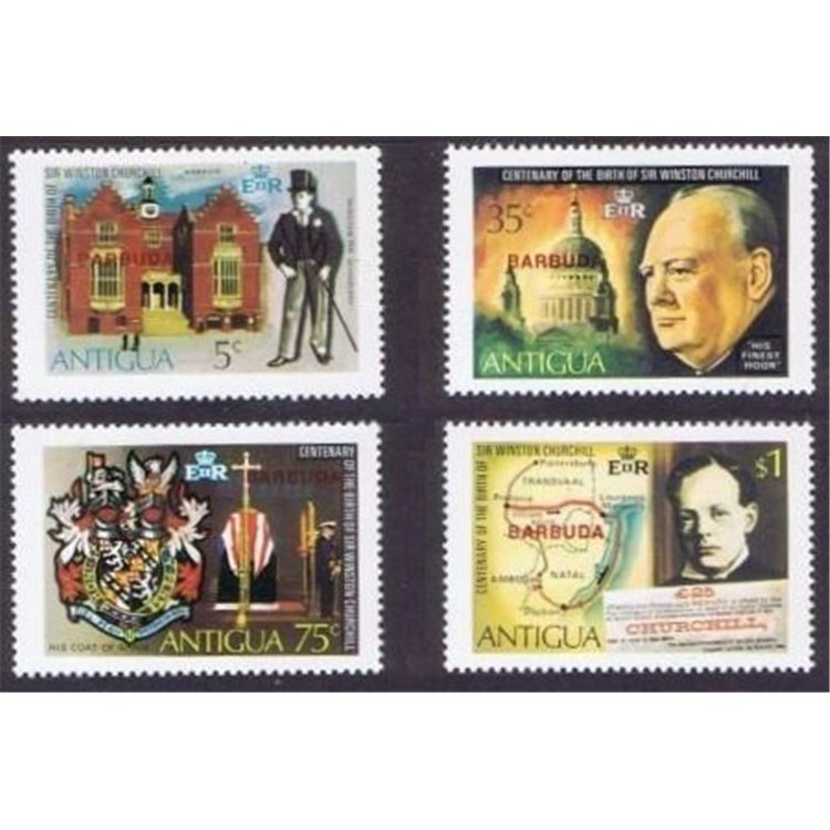 BARBUDA 1974 Winston Churchill 4v MNH**