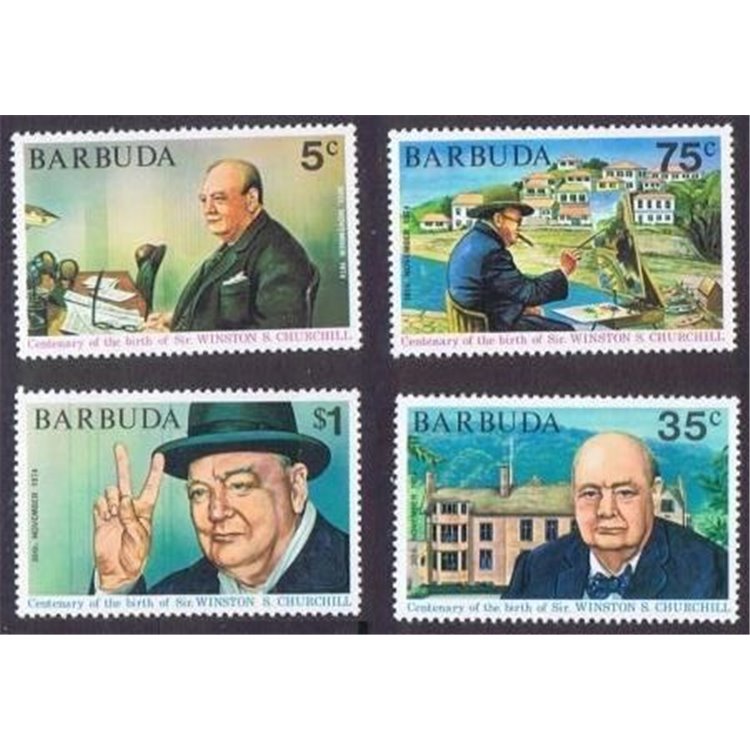 BARBUDA 1974 Centenary Winston Churchill 4v MNH**
