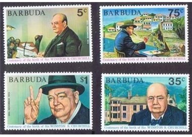 BARBUDA 1974 Centenario Winston Churchill 4v MNH**