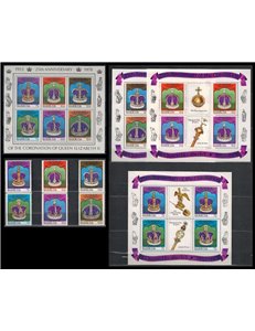 BARBUDA 1978 25th Coronation Anniversary 6v + 1 s/s + 3 m/s MNH**