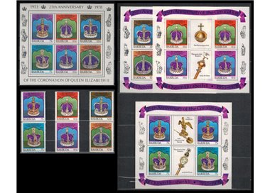 BARBUDA 1978 25th Coronation Anniversary 6v + 1 s/s + 3 m/s MNH**