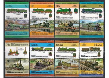 BEQUIA 1984 Locomotives, trains 16v MNH**