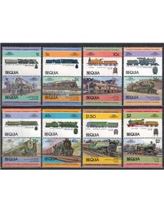 BEQUIA 1984 Treni, locomotive 16v MNH**