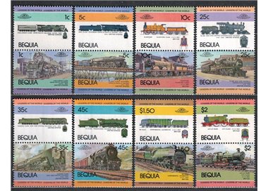 BEQUIA 1984 Treni, locomotive 16v MNH**