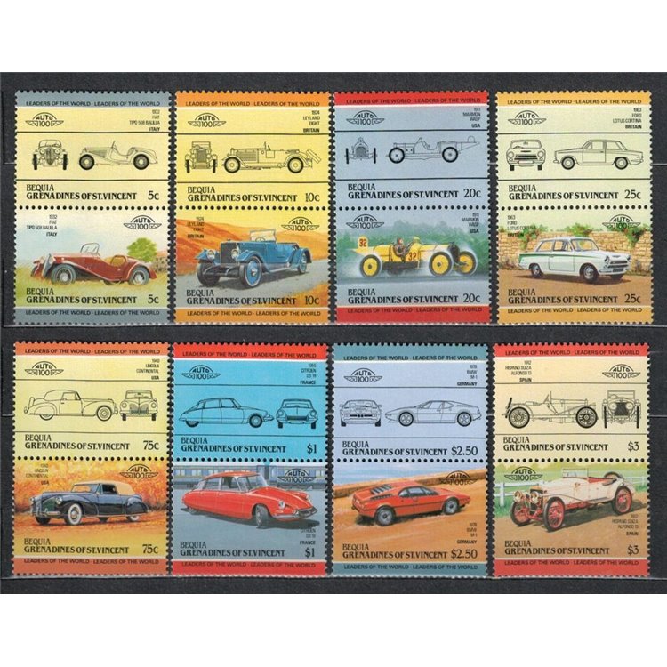 BEQUIA 1984 Cars 16v MNH**