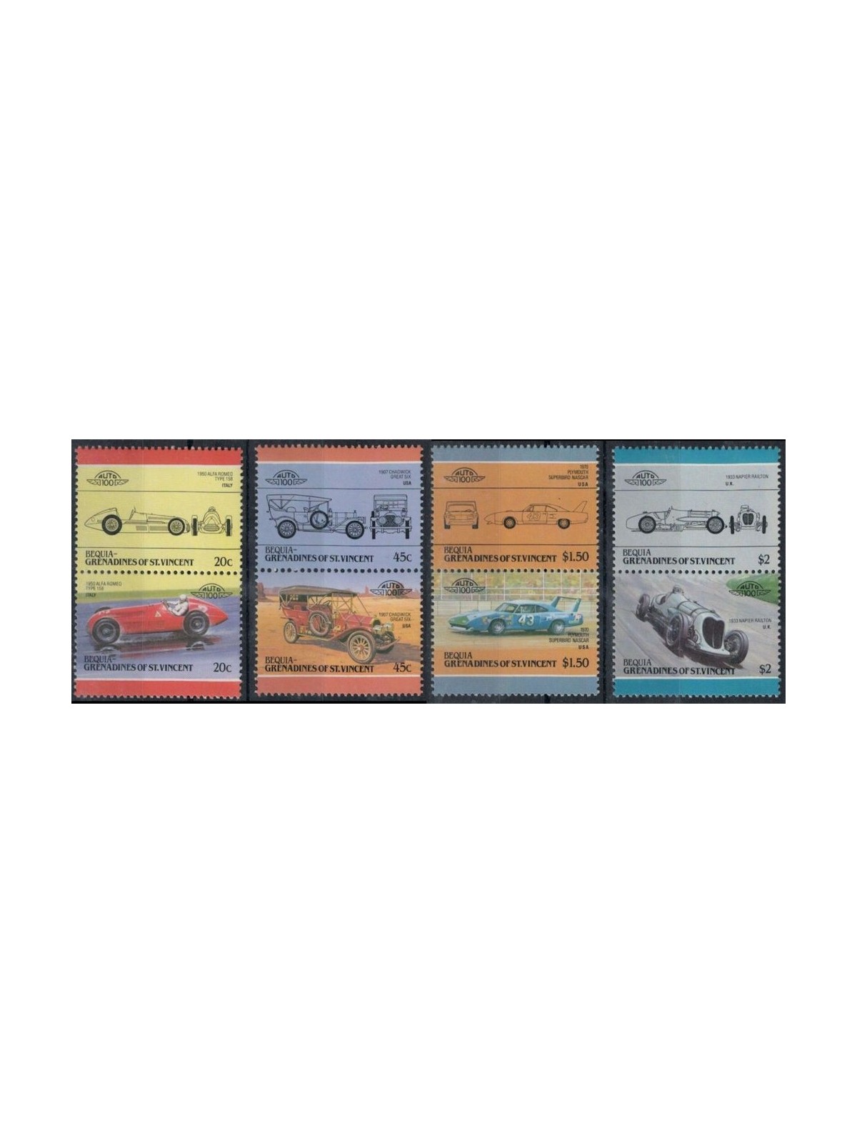 BEQUIA 1985 Cars 8v MNH**