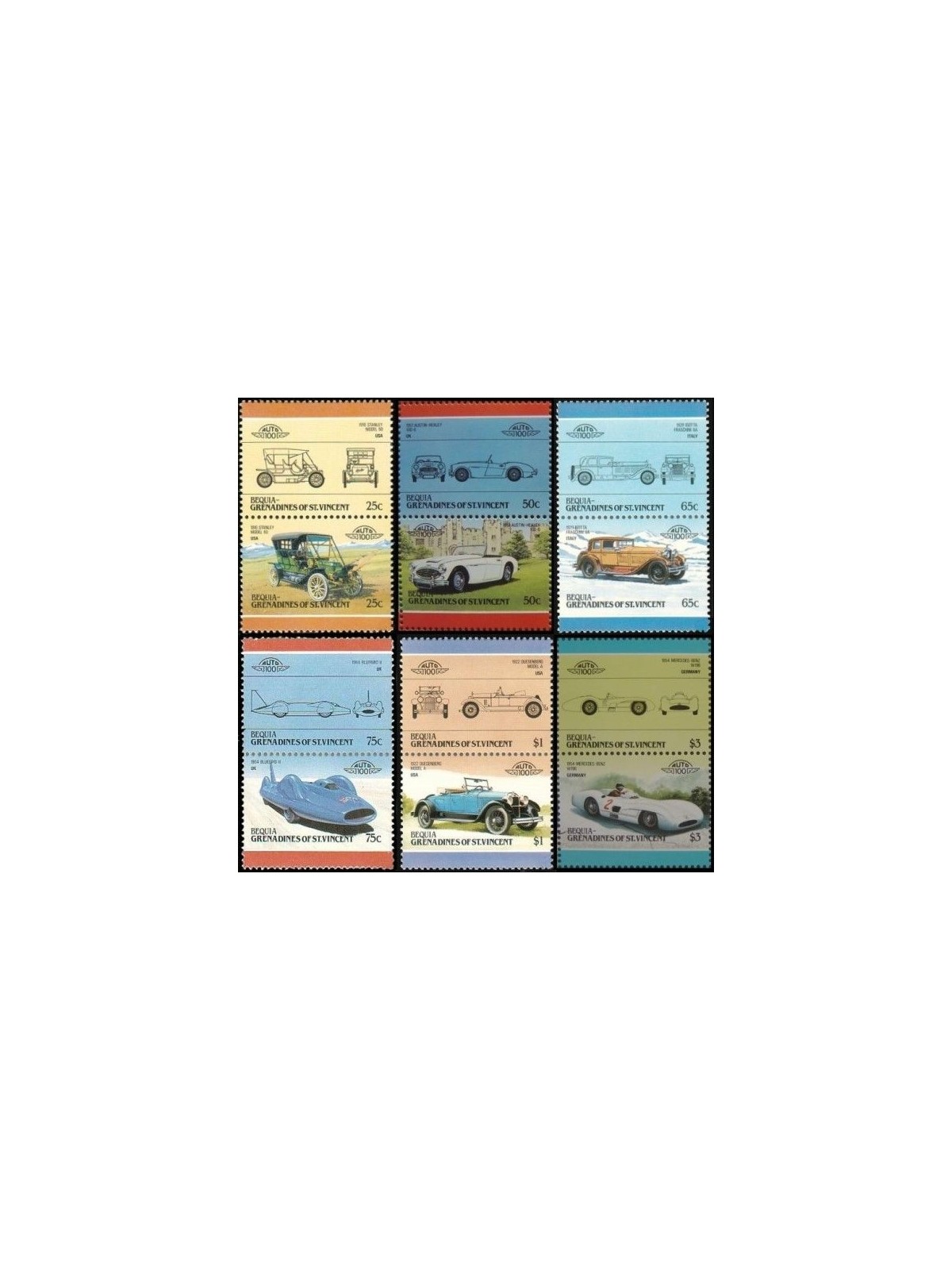 BEQUIA 1986 Automobili 12v MNH**