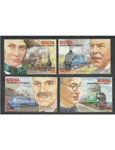 BEQUIA 1986 Trains, locomotives 4v MNH**