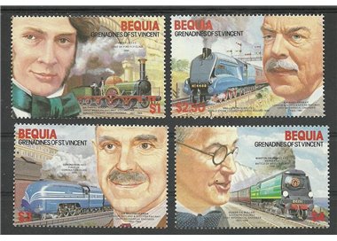 BEQUIA 1986 Trains, locomotives 4v MNH**
