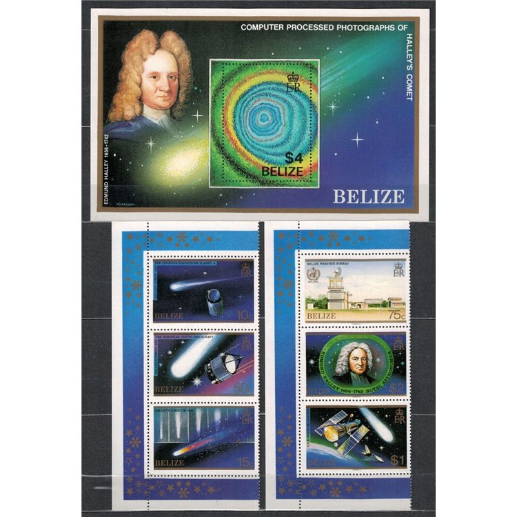BELIZE 1986 Halley's Comet 6v + 1 s/s MNH**