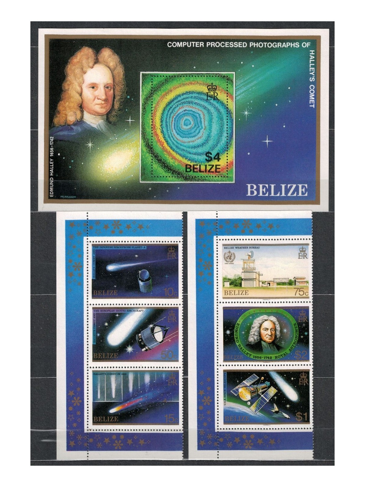 BELIZE 1986 Halley's Comet 6v + 1 s/s MNH**