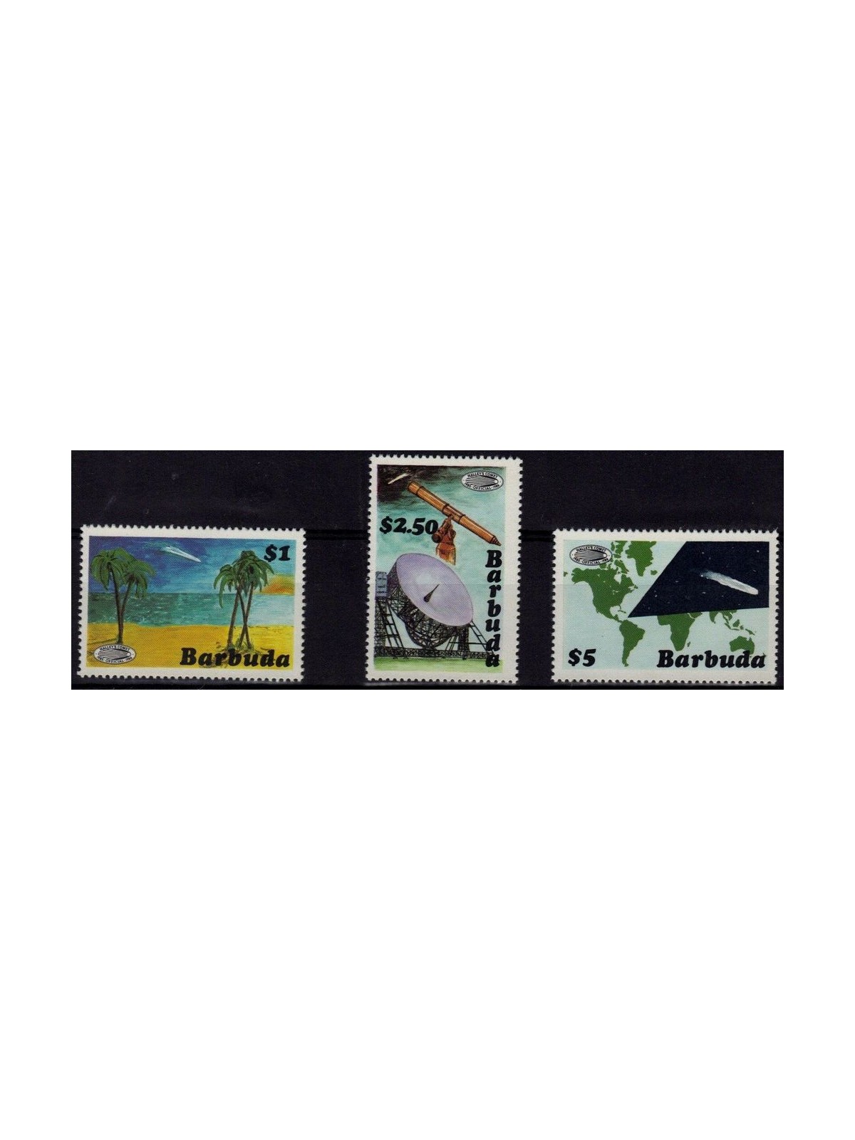 BARBUDA 1986 Halley's Comet 3v MNH**