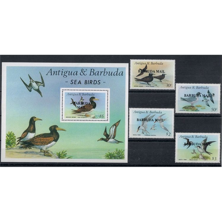BARBUDA 1987 Uccelli 4v + 1 BF MNH**