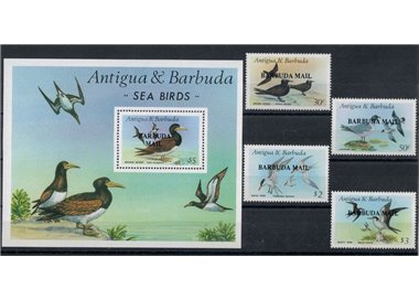 BARBUDA 1987 Uccelli 4v + 1 BF MNH**