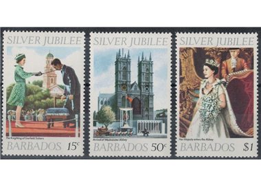 BARBADOS 1977 Silver Jubilee 3v MNH**